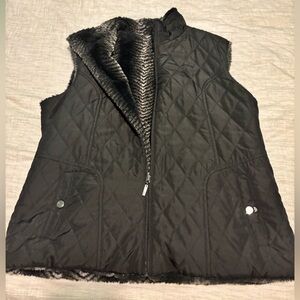 Black Quilted Vest with Faux Fur Lining